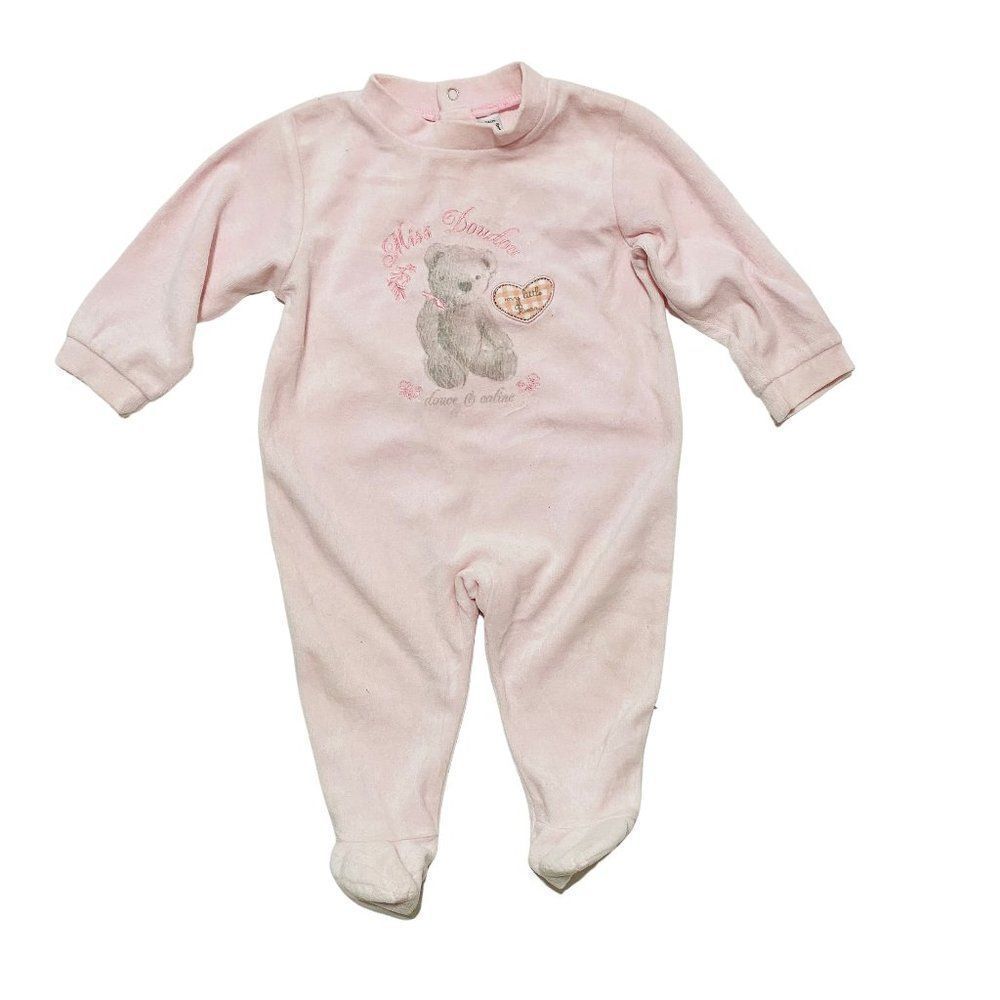 Absorba Light Pink Velour Footed PJ's